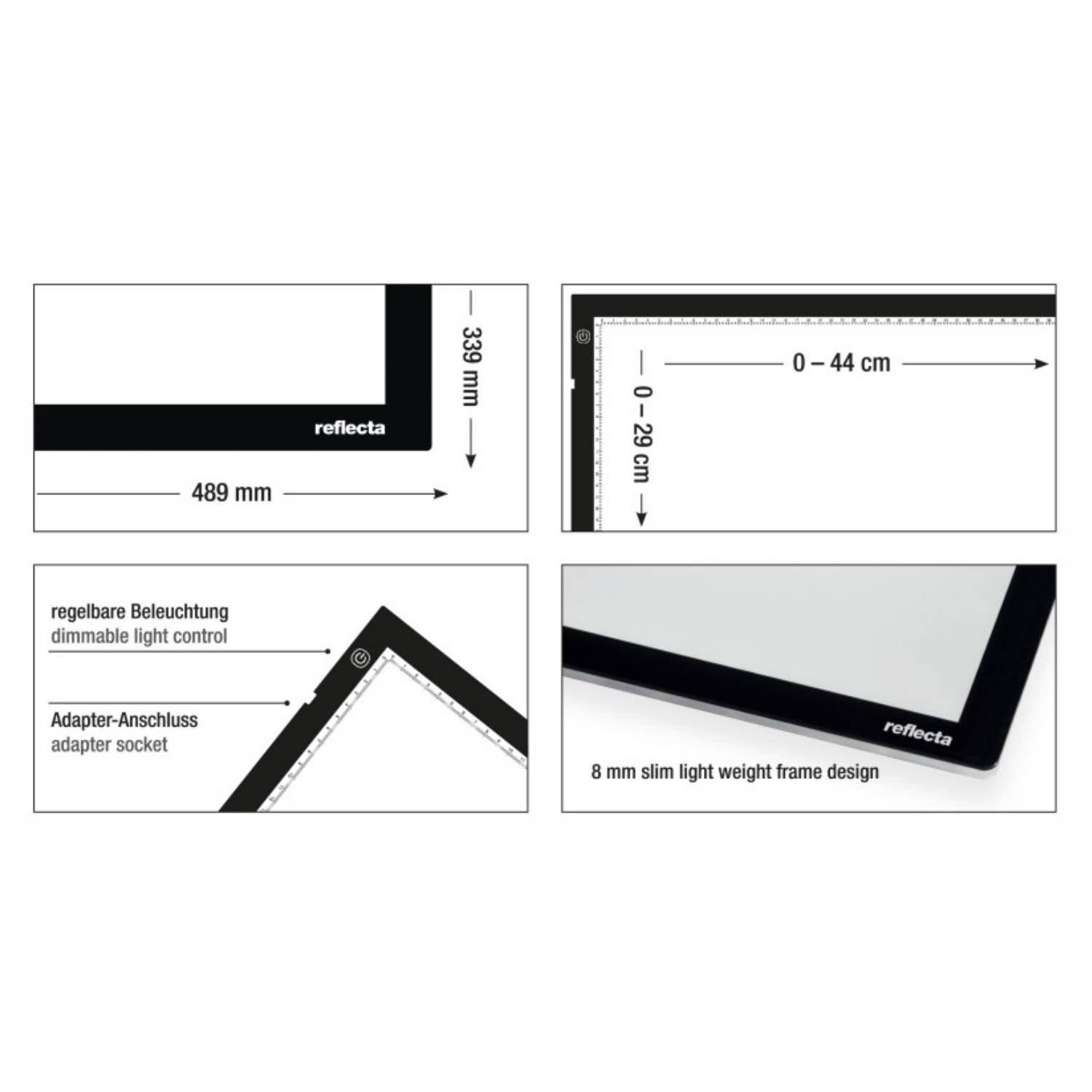 Reflecta LED Light Pad A3 Super Slim - Schwarz - Einzelbilderrahmen - 44 x 29 cm - Rechteckig - LED - Glei
