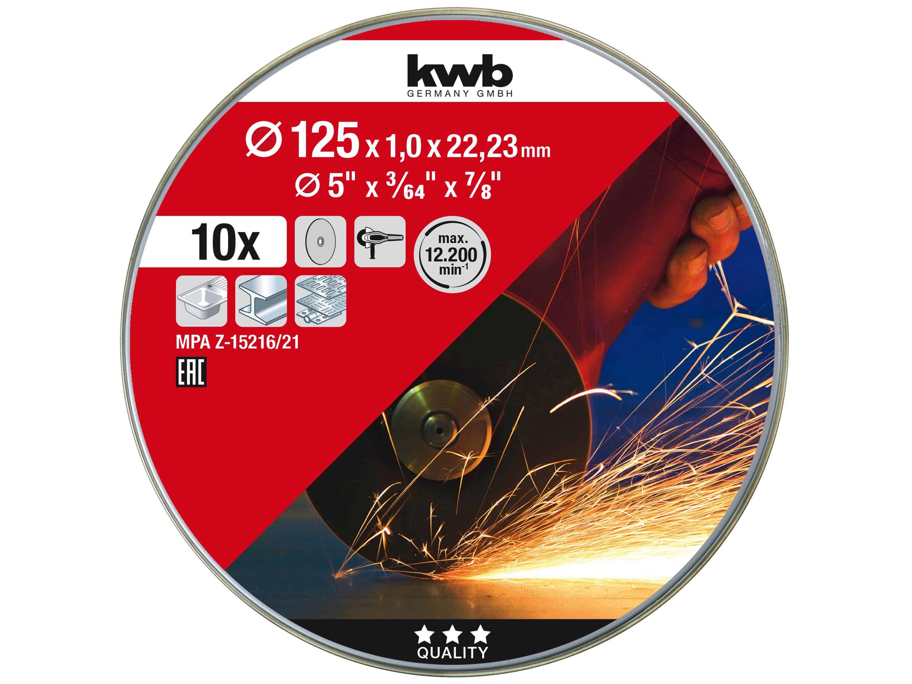 kwb 712022 Trennscheiben-Set 10teilig 125 mm 22.23 mm 10 St