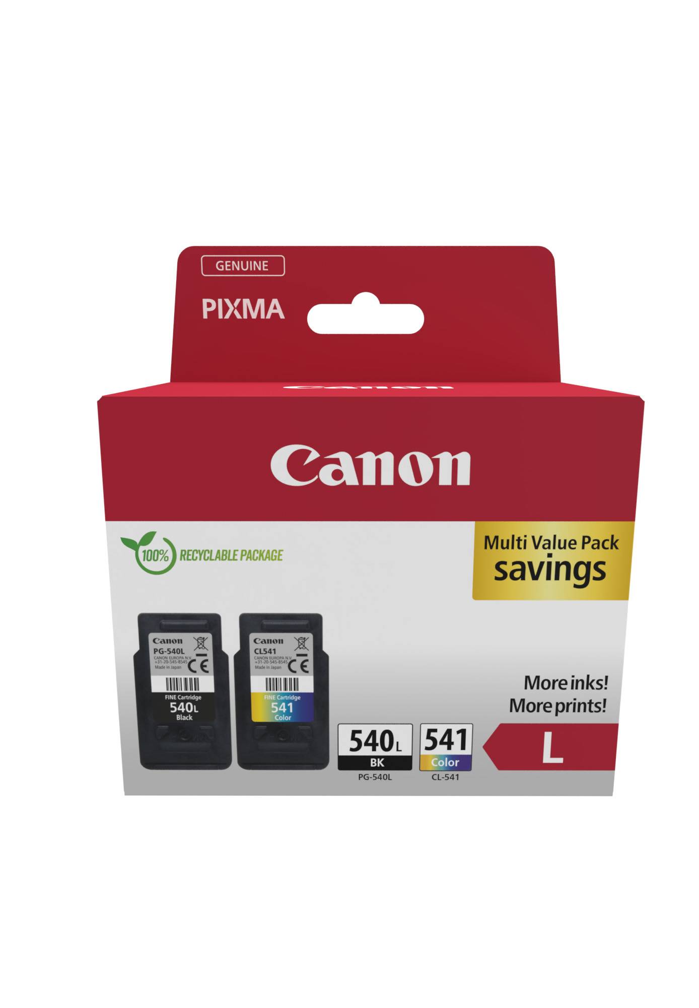 Canon PG-540L/CL-541XL Photo Value Pack - Glänzend - 2er-Pack - Hohe Ergiebigkeit - Schwarz, Farbe (Cyan, Magenta,