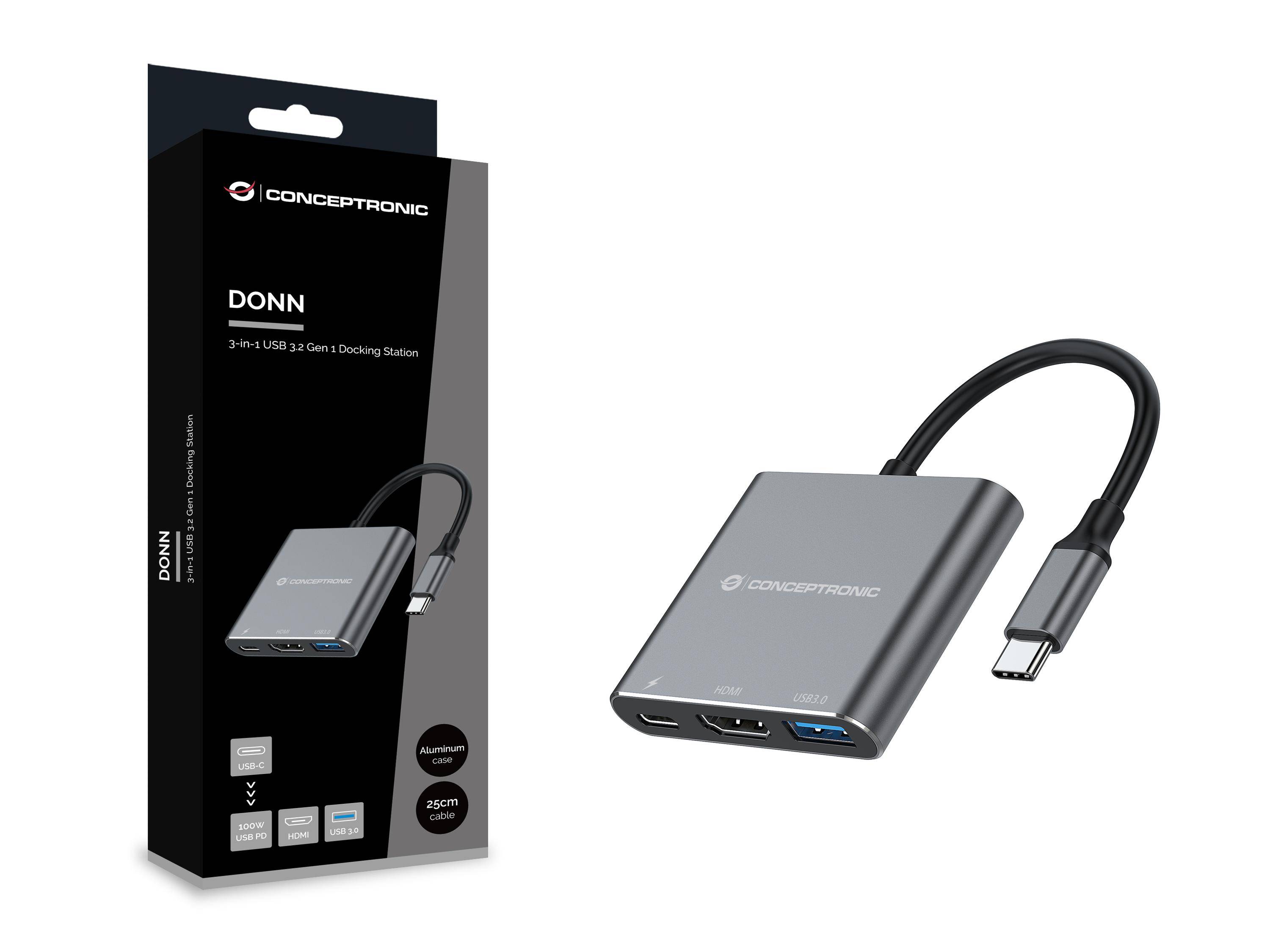 Conceptronic DONN18G - Dockingstation - USB-C 3.2 Gen 1