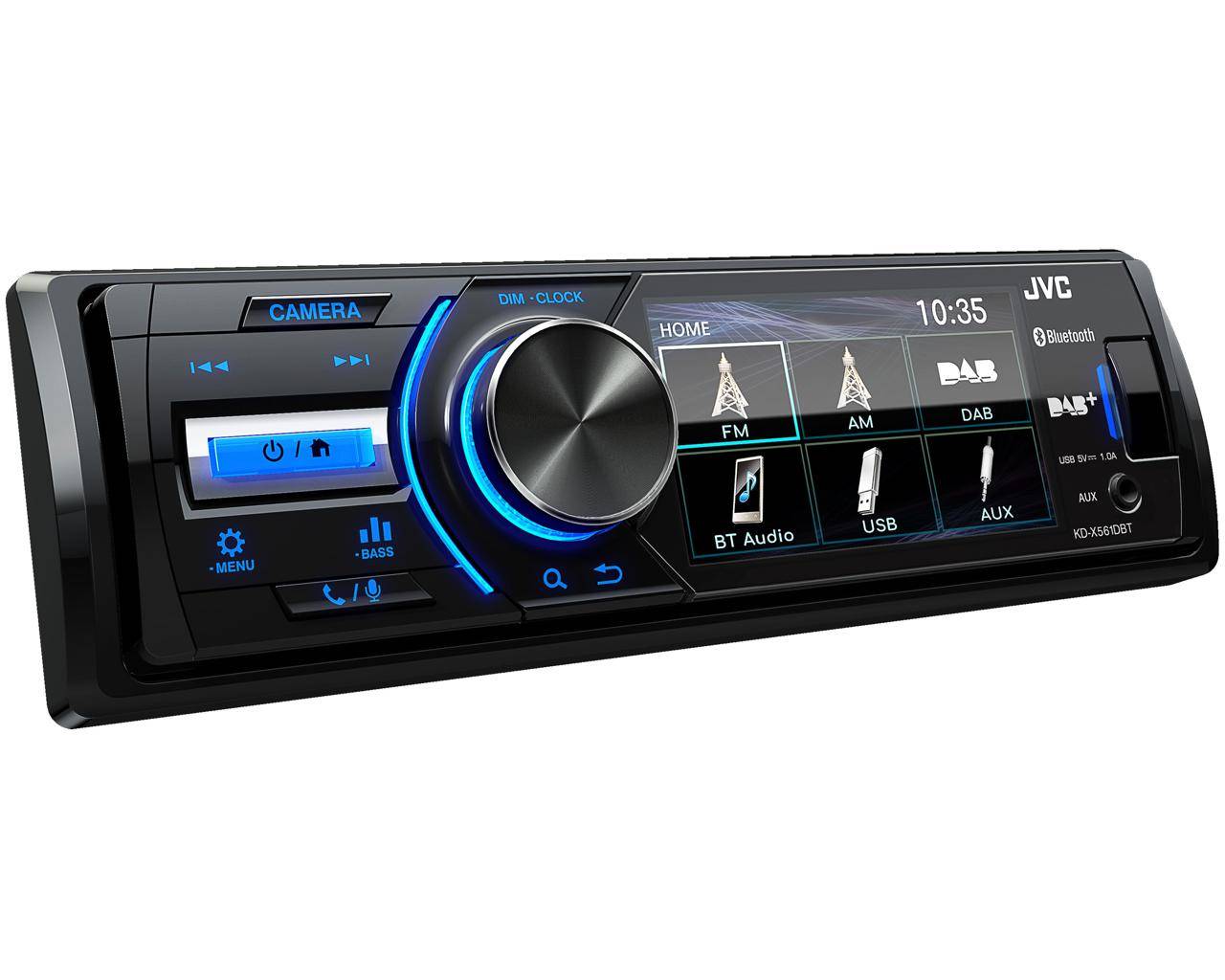 JVC KD-X561DBT, Schwarz, Blau, 1 DIN, 180 W, 16 W, AAC, FLAC, MP3, WMA, BMP, JPEG, PNG