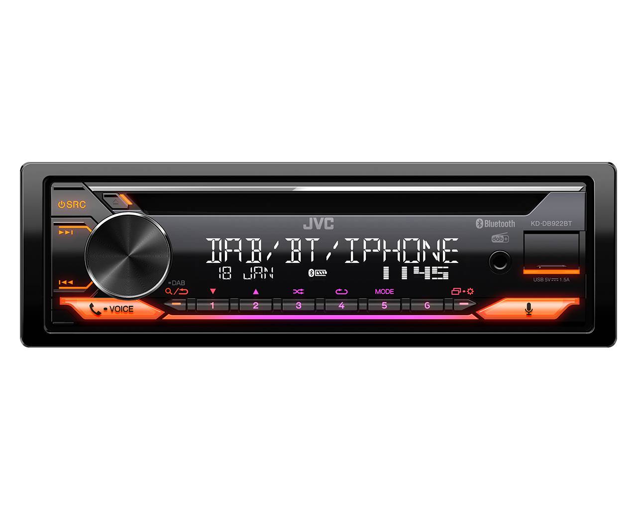 JVC KD-DB922BT Autoradio DAB+ Tuner, Anschluss für Lenkradfernbedienung, Bluetooth®-Freisprecheinrichtung