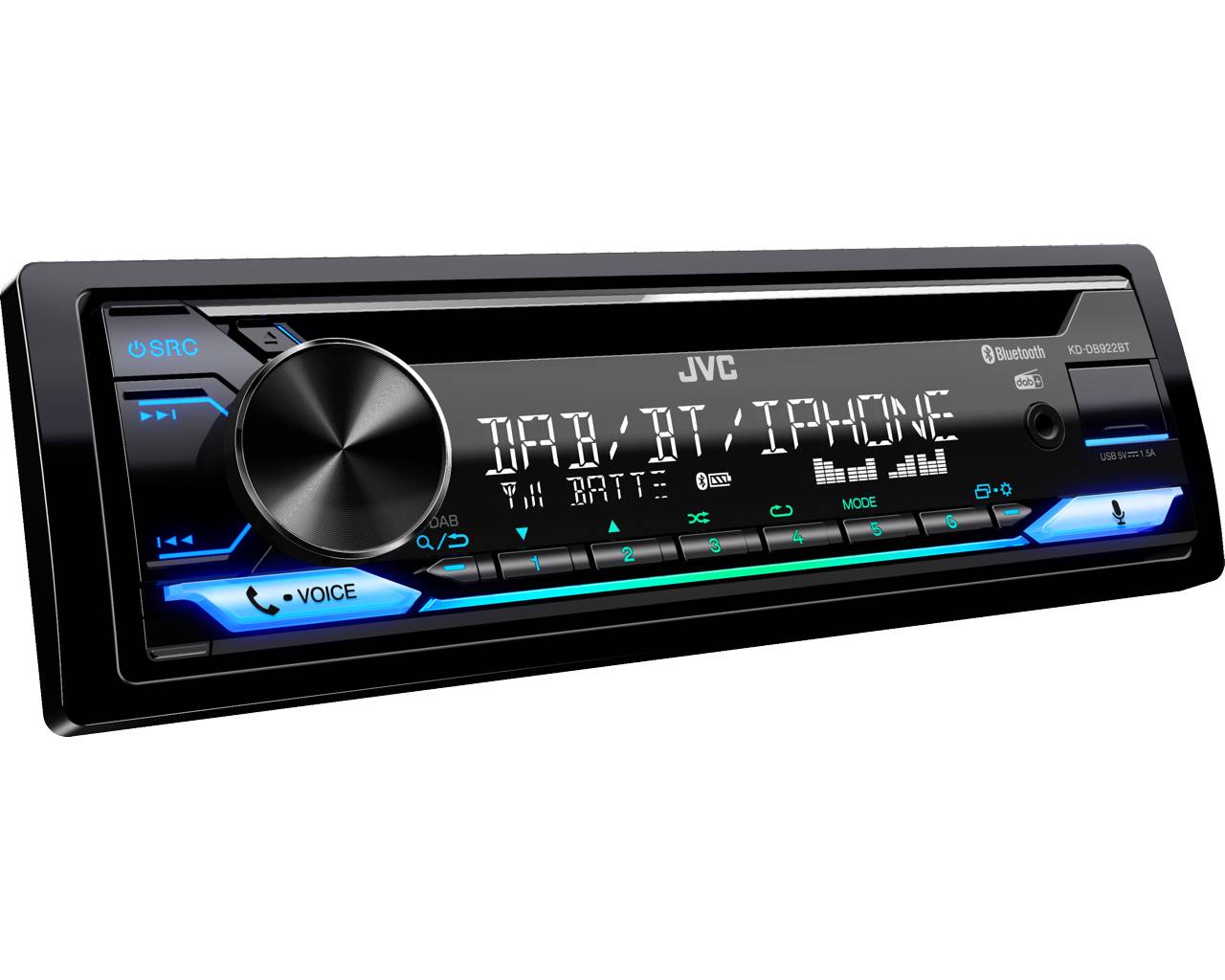 JVC KD-DB922BT Autoradio DAB+ Tuner, Anschluss für Lenkradfernbedienung, Bluetooth®-Freisprecheinrichtung