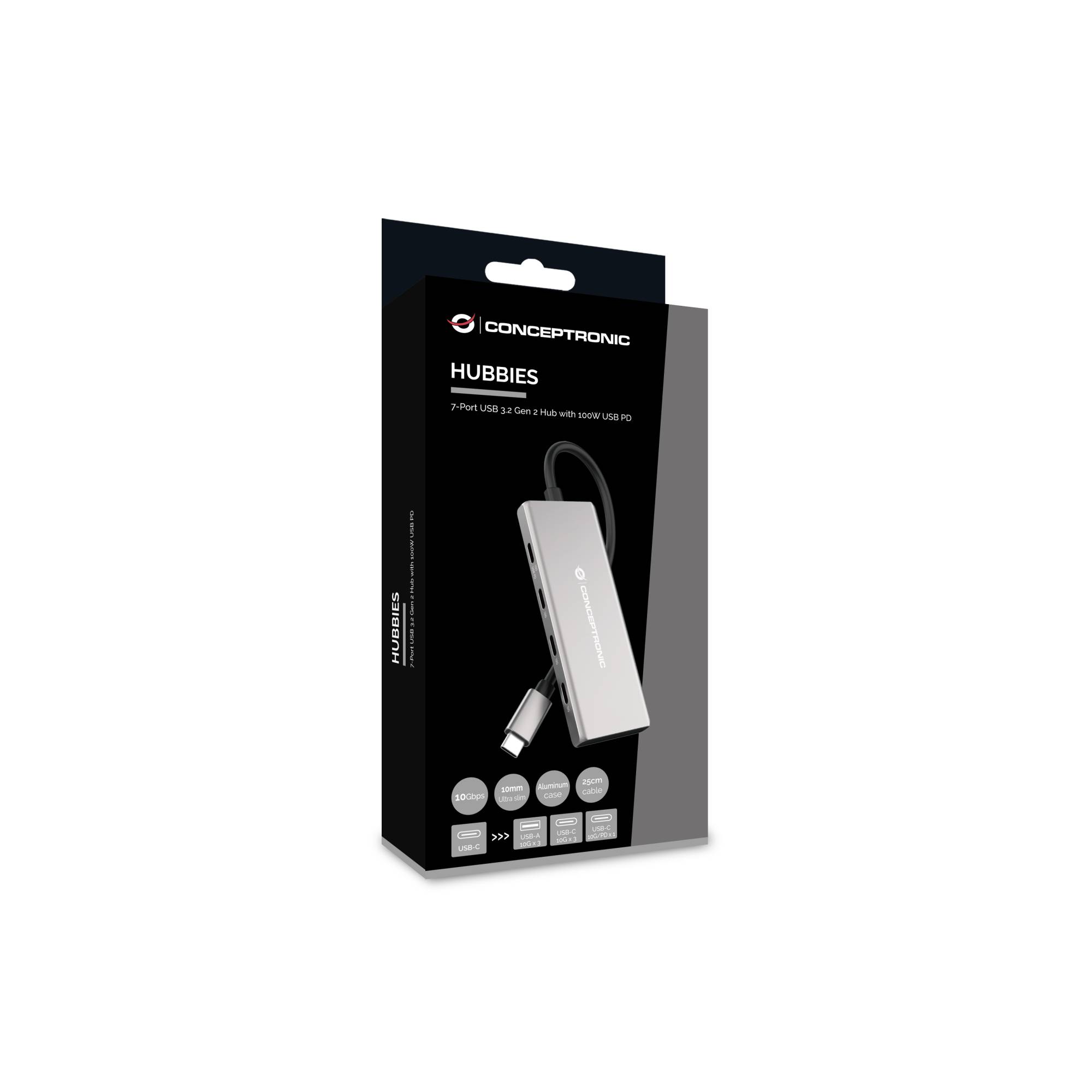Conceptronic HUBBIES17G - USB 3.2 Gen 2 (3.1 Gen 2) Type-C - USB 3.2 Gen 2 (3.1