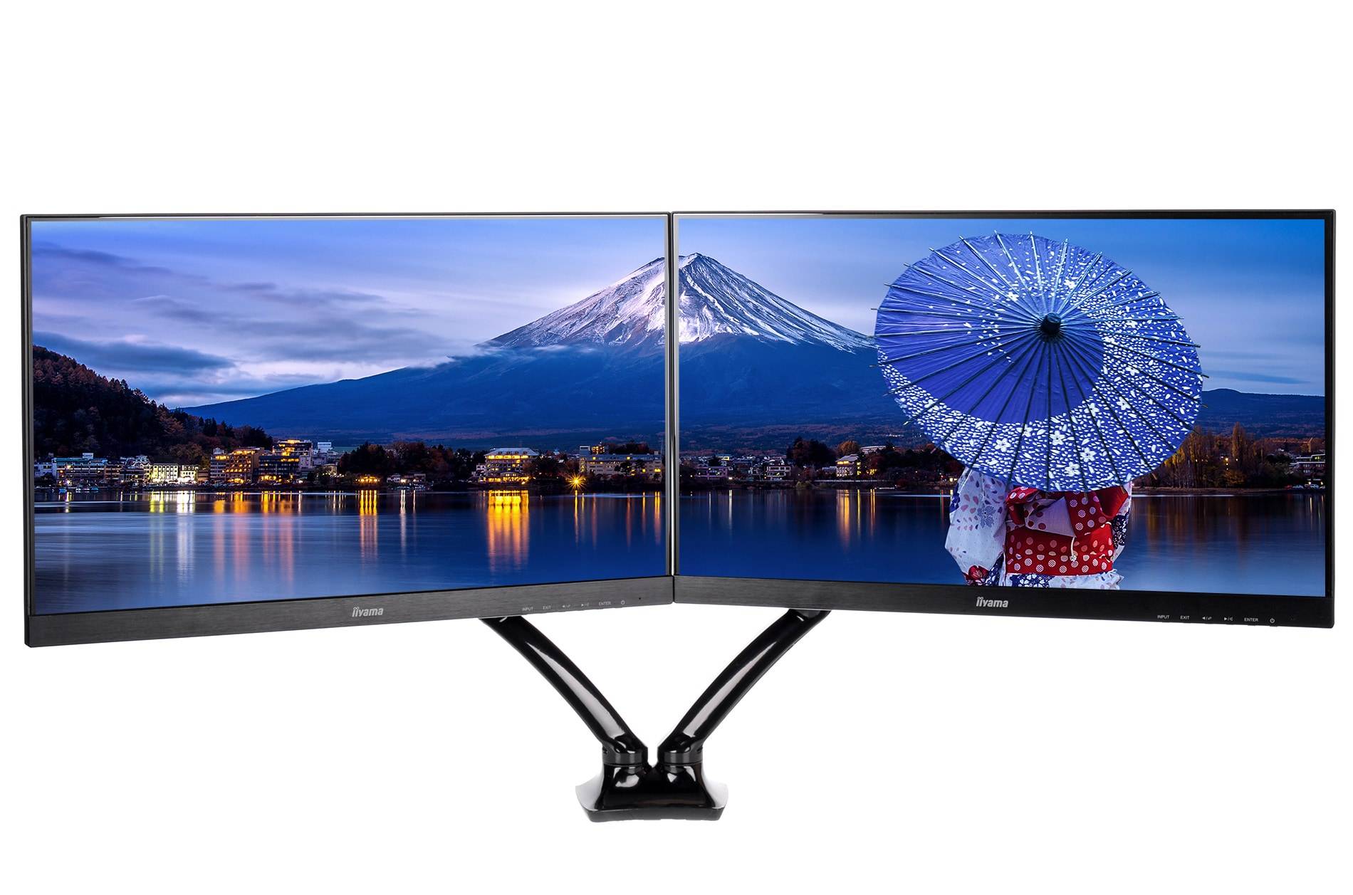 Iiyama DS3002C-B1 2fach Monitor-Tischhalterung 25,4 cm (10") - 68,6 cm (27") Schwarz Neigbar