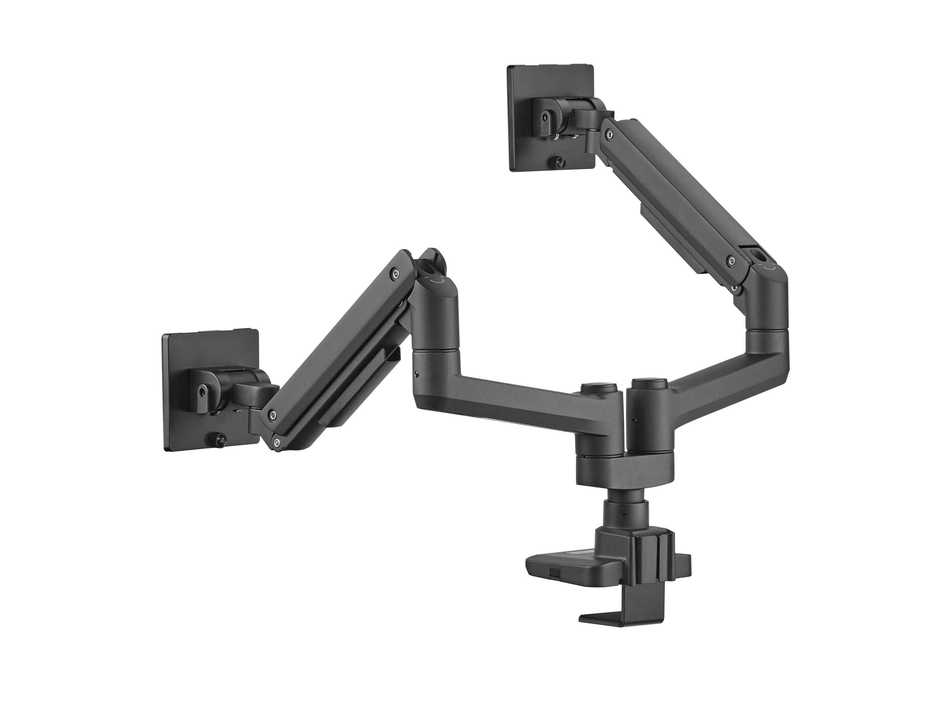 17"-35" Schwerlast-Doppelmonitor-Schreibtischhalterung, Schwarz, Klemme/Durchfüh