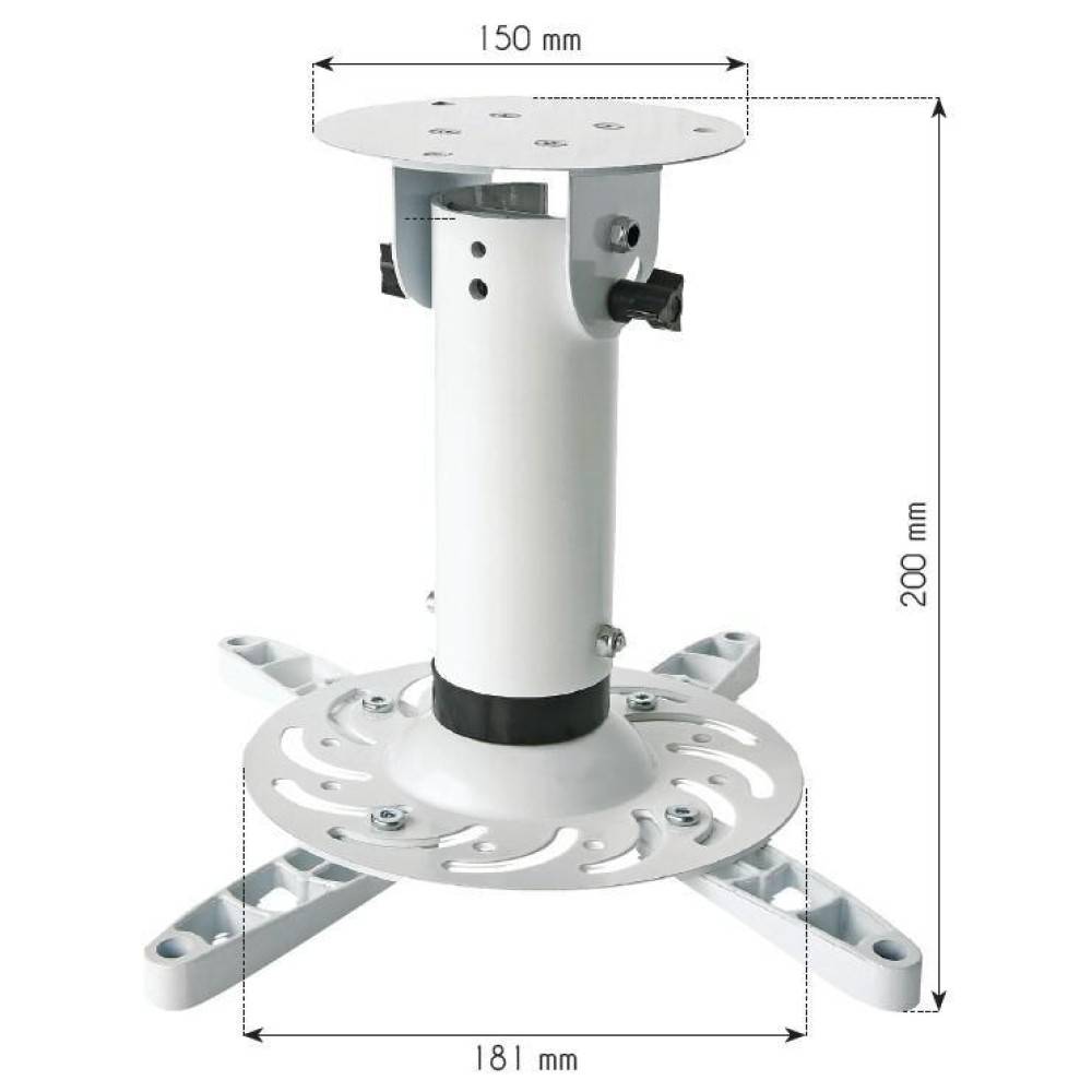 Universal-Deckenhalterung für Beamer, 20 -- cm Deckenabstand, Weiß / und