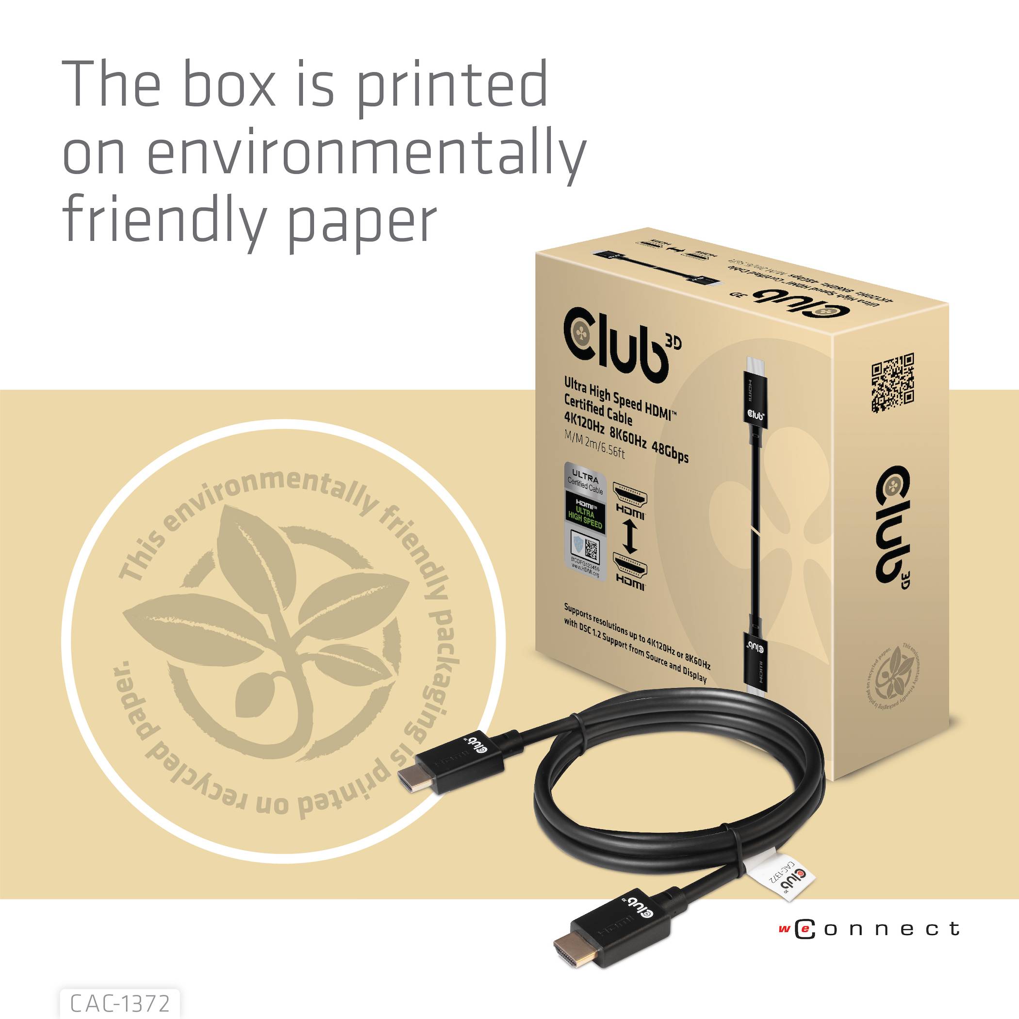 club3D HDMI Anschlusskabel HDMI-A Stecker, HDMI-A Stecker 2.00 m Schwarz CAC-1372 10K UHD, 8K UHD HDMI-Kabel
