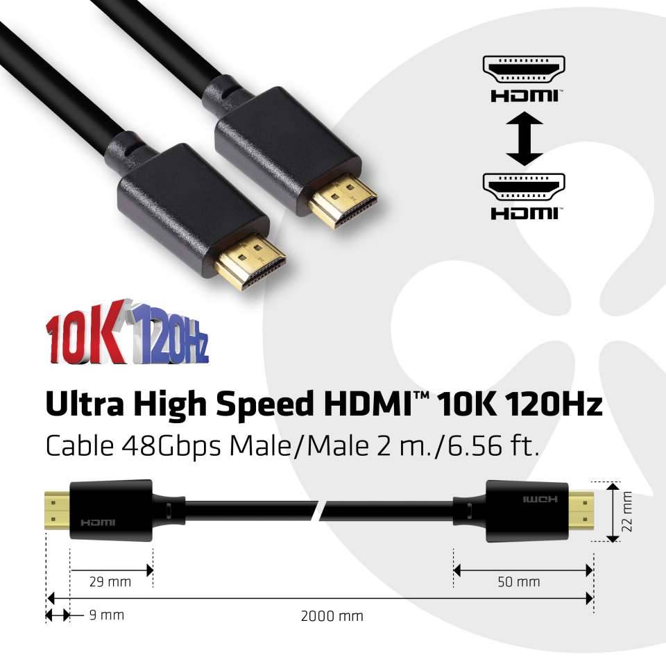club3D HDMI Anschlusskabel HDMI-A Stecker, HDMI-A Stecker 2.00 m Schwarz CAC-1372 10K UHD, 8K UHD HDMI-Kabel