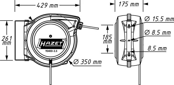 Hazet 9040D-2.5 Wandkabeltrommel 20m