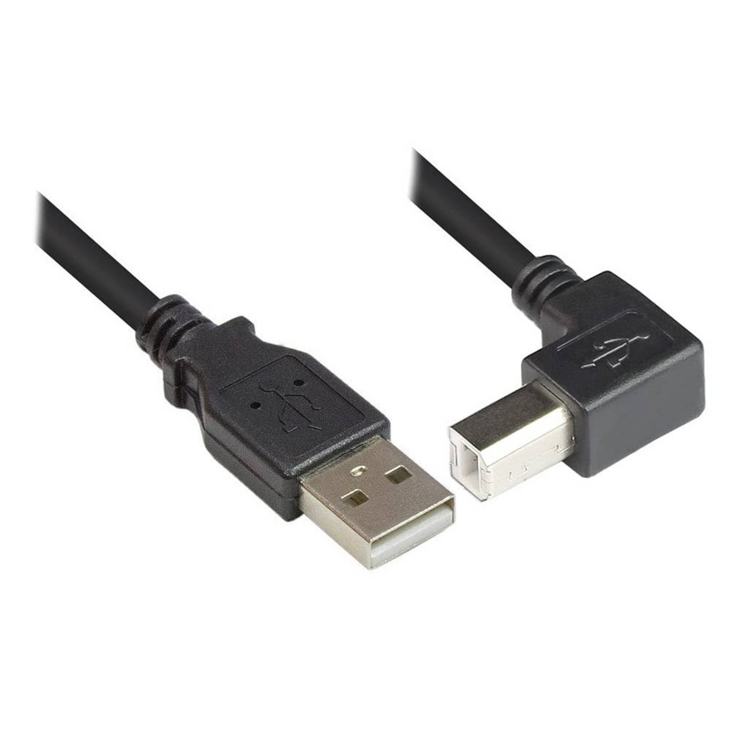 TECHLY USB 2.0 Kabel,A-Stecker auf B-Stecker,gewinkelt,2m,sw