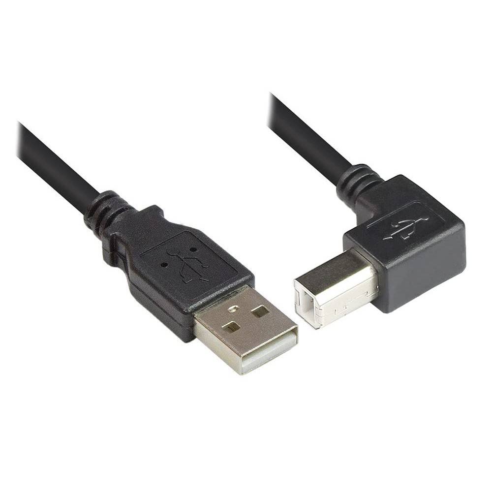 TECHLY USB 2.0 Kabel,A-Stecker auf B-Stecker,gewinkelt,2m,sw