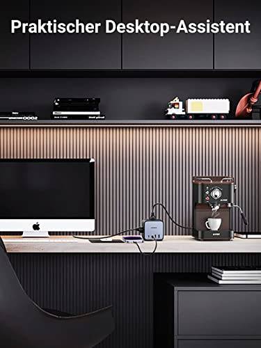 Ugreen Diginest Würfel 7-in-1, 3 AC-Ausgänge, Typ C, 1,8 m, Grau, Schwarz, 3680 W