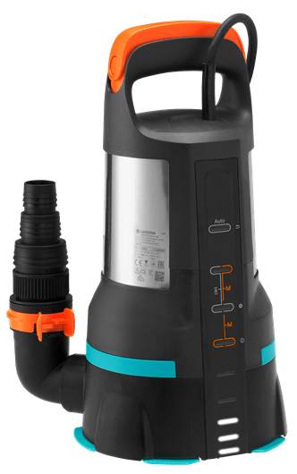 Gardena 19500 Aquasensor, 860 W, AC, 1 bar, 19500 l/h, IPX8, Schwarz, Grün, Edelstahl