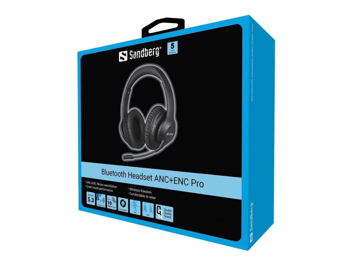 SANDBERG Pro Headset ohrumschließend Bluetooth kabellos kabelgebunden aktive Rauschunterdrückung USB-C