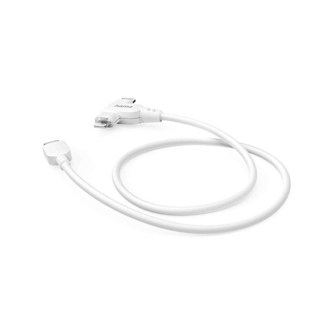 hama 00201722 Ladekabel 2-in-1, USB-C - USB-C oder Lightning, MFI, 1,5 m, Weiß