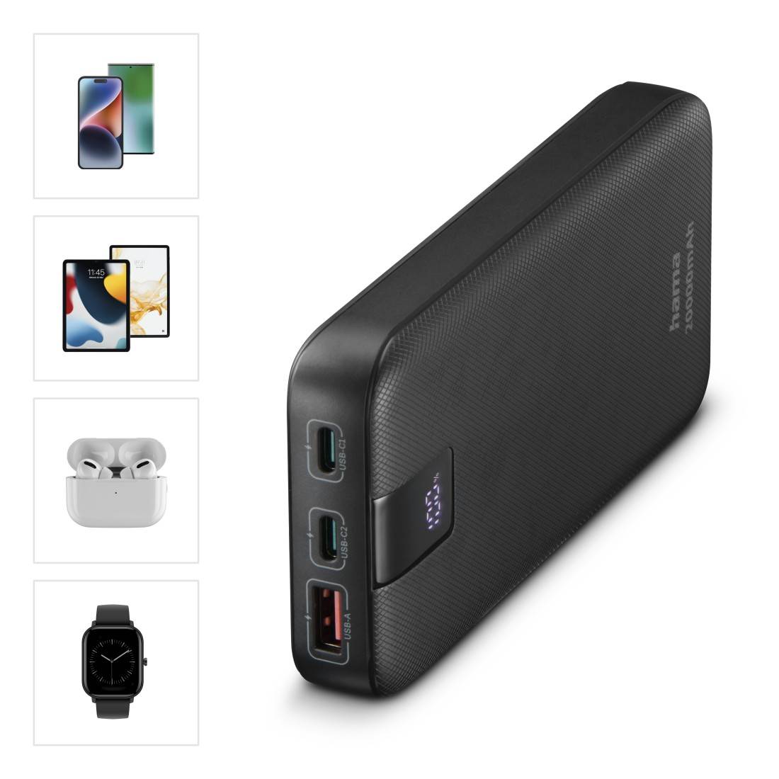 Hama Powerbank 20000 mAh Power Delivery 3.0, Quick Charge 3.0 LiPo Anthrazit