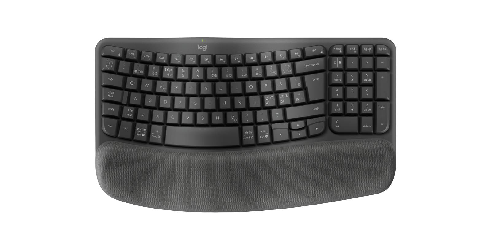 Logitech Wave Keys, Volle Groeße (100%), RF Wireless + Bluetooth, Membran Key Switch, QWERTY, Graphit