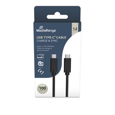 MediaRange USB-C Lade-/Datenkabel USB 3.1 10Gbit/s 1,2m sw Multimedia-Technik Ladekabel Kabel - USB