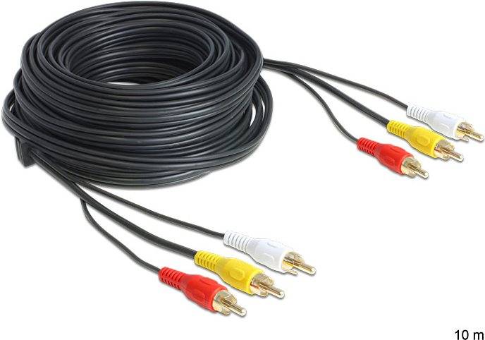 Goobay Composite Audio Video Anschlusskabel, 3x Cinch mit RG59 Videoleitung 3x Cinch-Stecker > 3x Cinch-Stecker 10 m