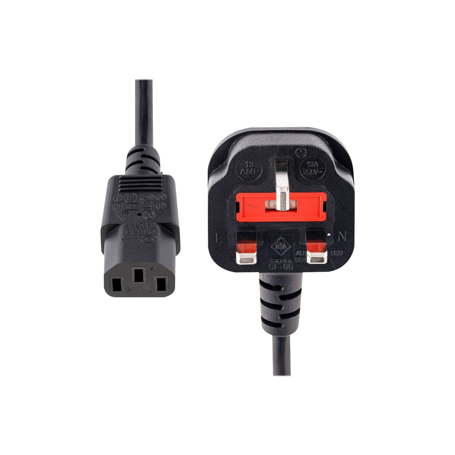 StarTech.com 1,8 m GB Computer Stromkabel, 18AWG, BS 1363 auf C13, 10A 250V, Sch