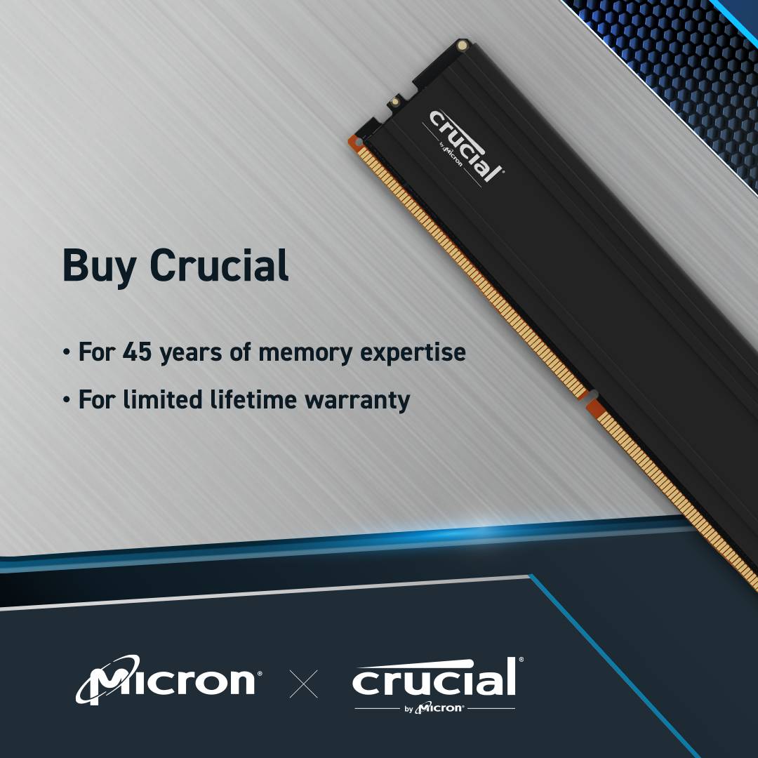 Crucial Pro DDR5-5600 Kit 48 GB 2x24 UDIMM CL46 24Gbit
