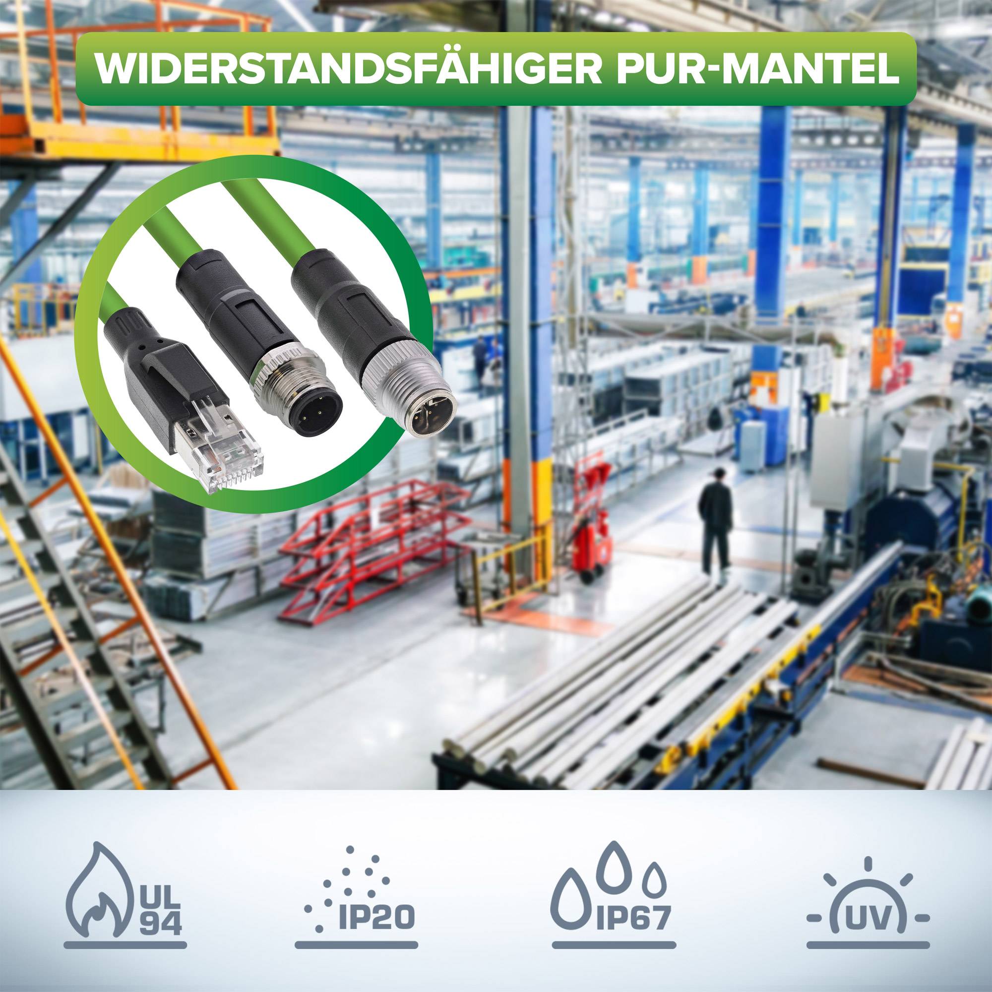 InLine® Industrie Netzwerkkabel, M12 4-pin D-kodiert St. zu RJ45 St., PUR, 10m