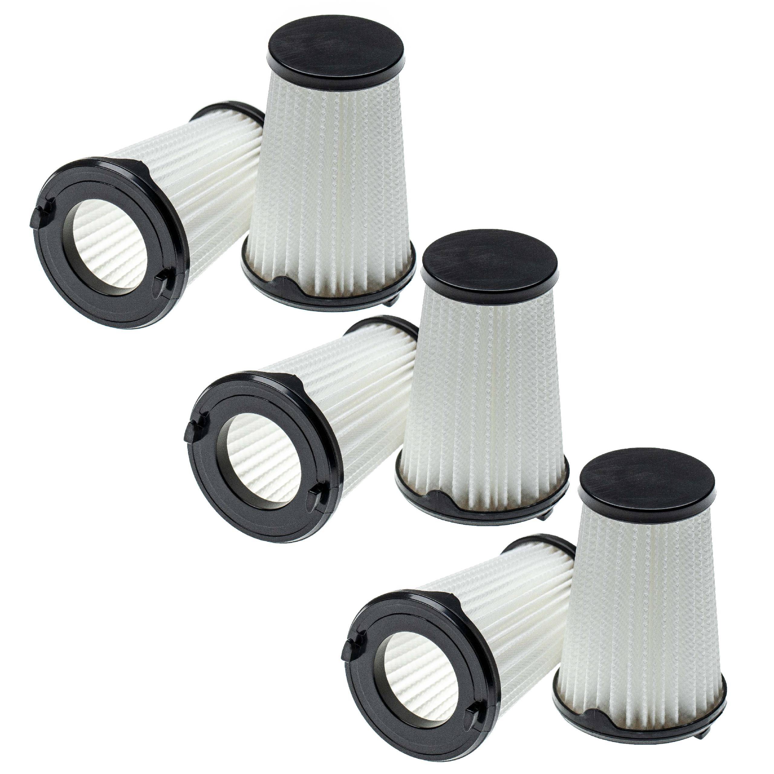 vhbw 6x Faltenfilter kompatibel mit Electrolux ZB3325B Staubsauger - Patronenfilter Schwarz Weiß Abwaschbar