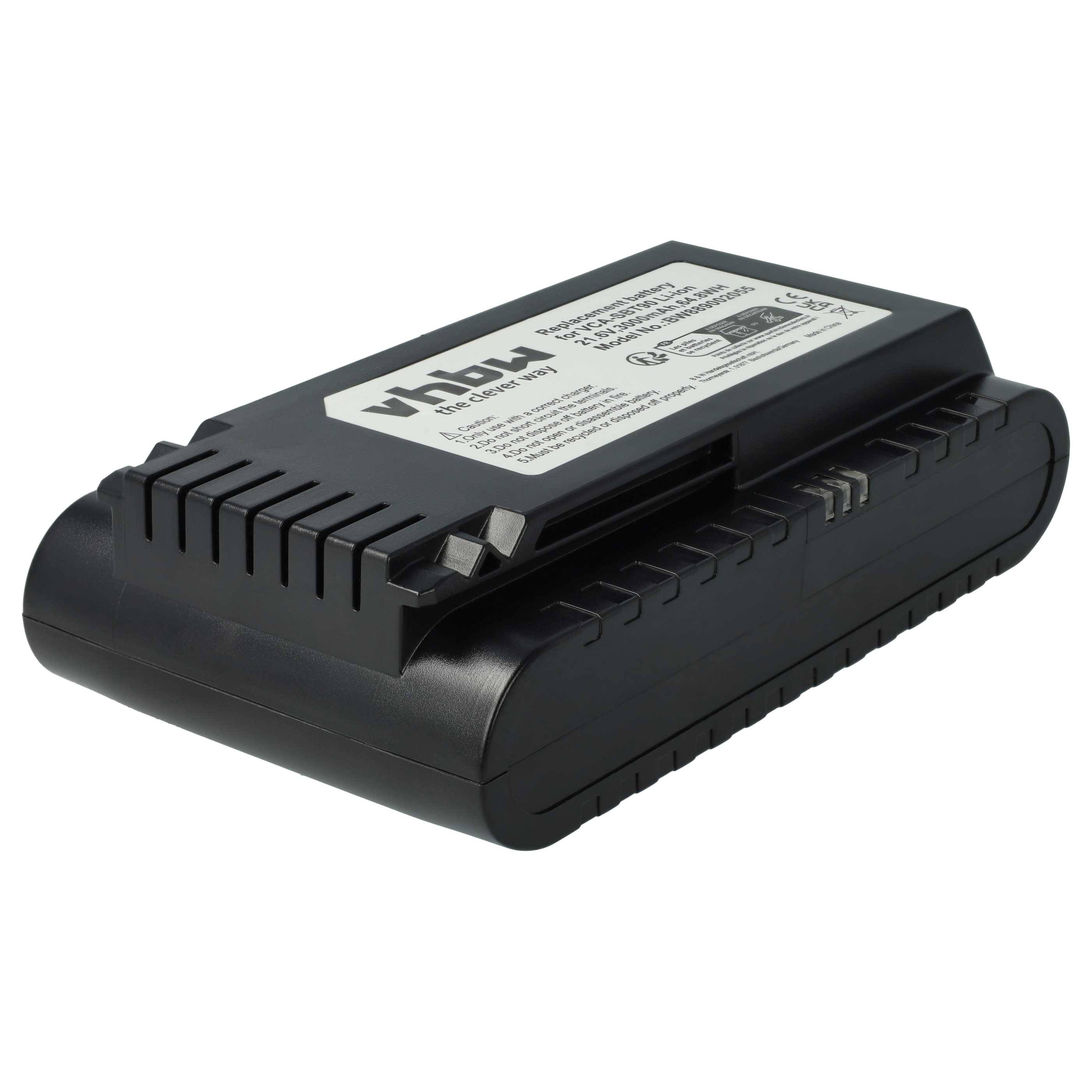 vhbw Akku Ersatz für Samsung DJ96-00221A, VCA-SBT90E, VCA-SBT90 für Staubsauger Schwarz (3000 mAh, 21,6 V, Li-Ion)