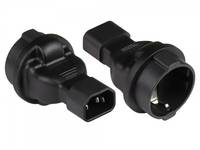 Good Connections® Stromadapter Kaltgeräte-Stecker C14 (gerade) an Schutzkontakt-Buchse Typ F (CEE 7/3, gerade), schwar