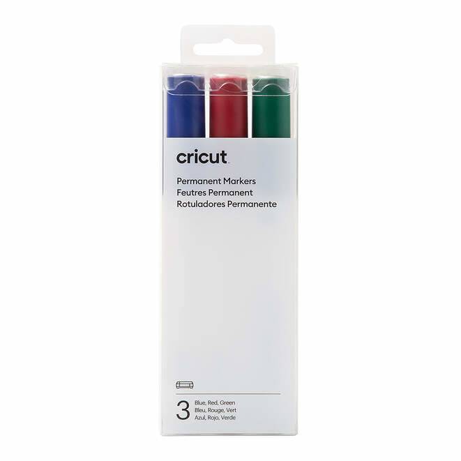 Cricut Marker - permanent - für Vinyl - Blau, Rot, Grün - ölbasierte Tinte - 2.5 mm - dick (Packung mit 3)