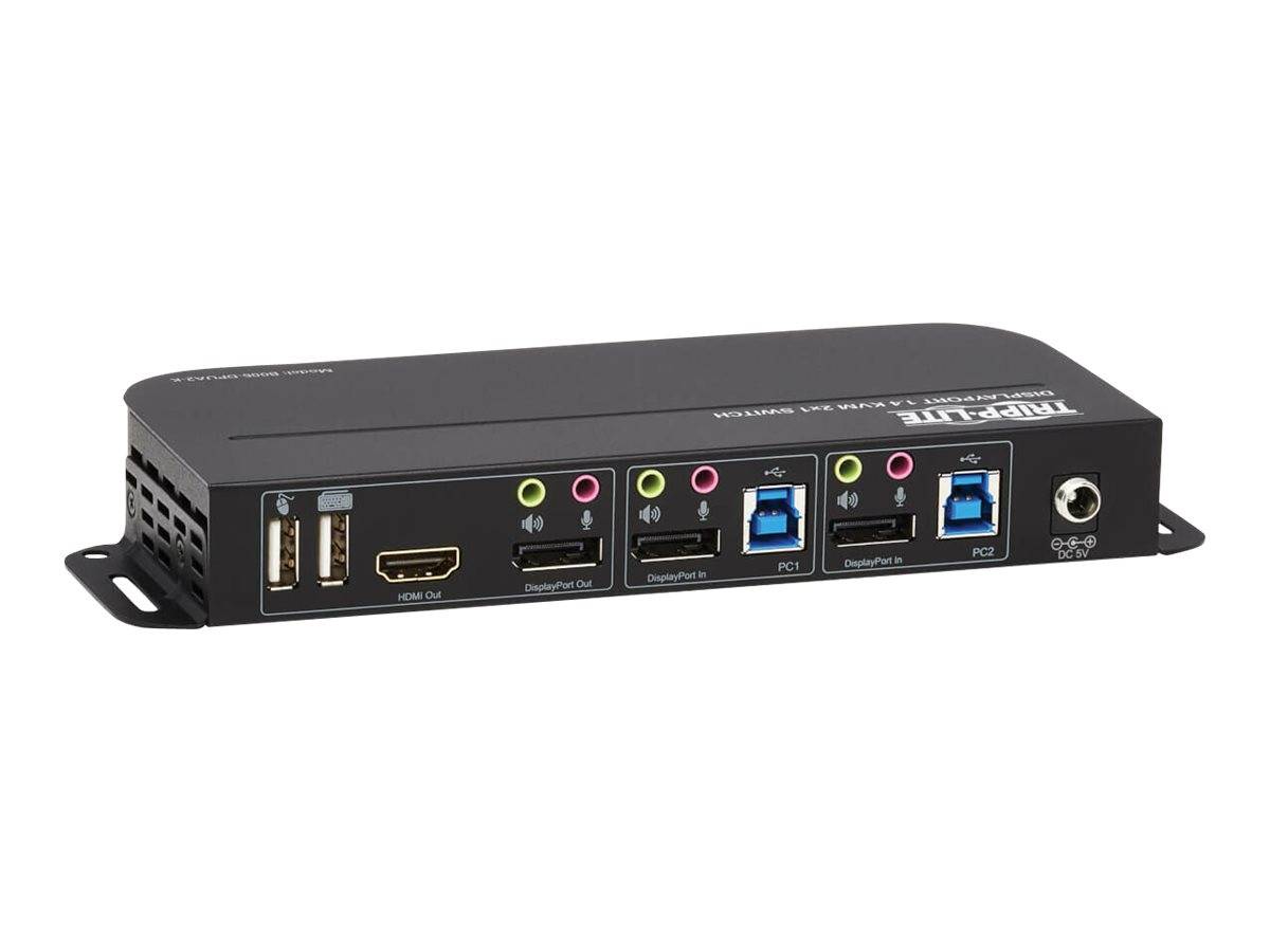 Eaton Tripp Lite series DisplayPort USB KVM Switch 2-Port 4K 60Hz HDR DP 1.4 USB Cables