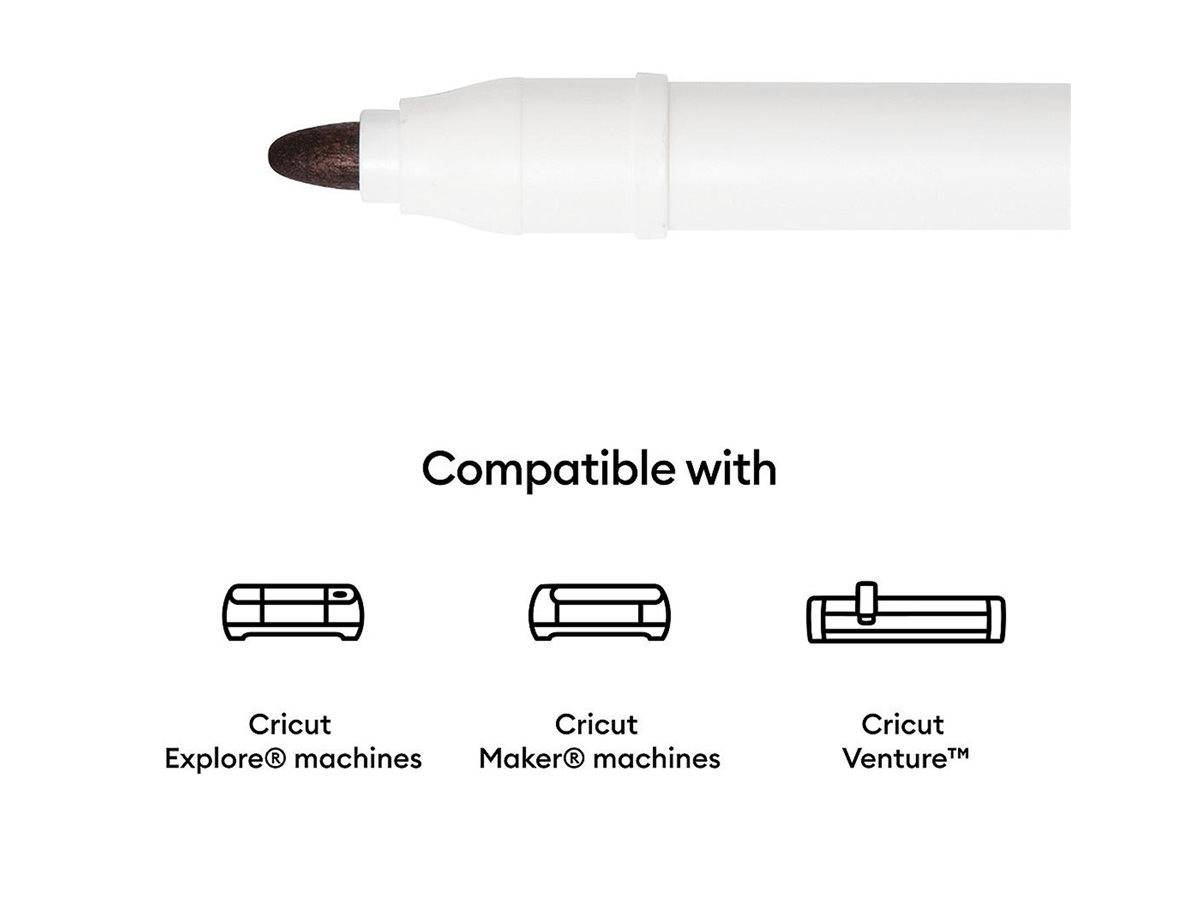 Cricut - Marker - permanent - für Vinyl - Schwarz - ölbasierte Tinte - 2.5 mm (Packung mit 6)