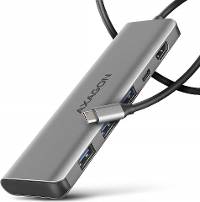 HMC-5H USB-C 3.2 Gen 1 hub 3x USB-A 4K HDMI PD 100W - Silber, Kabelgebunden, USB