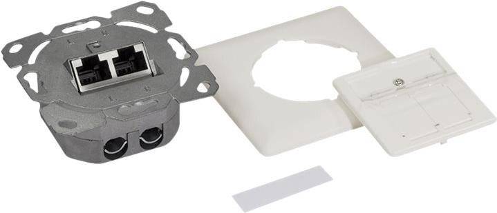 LogiLink Cat.6A Netzwerkdose UP2x RJ45 geschirmt reinweiß - Weiß