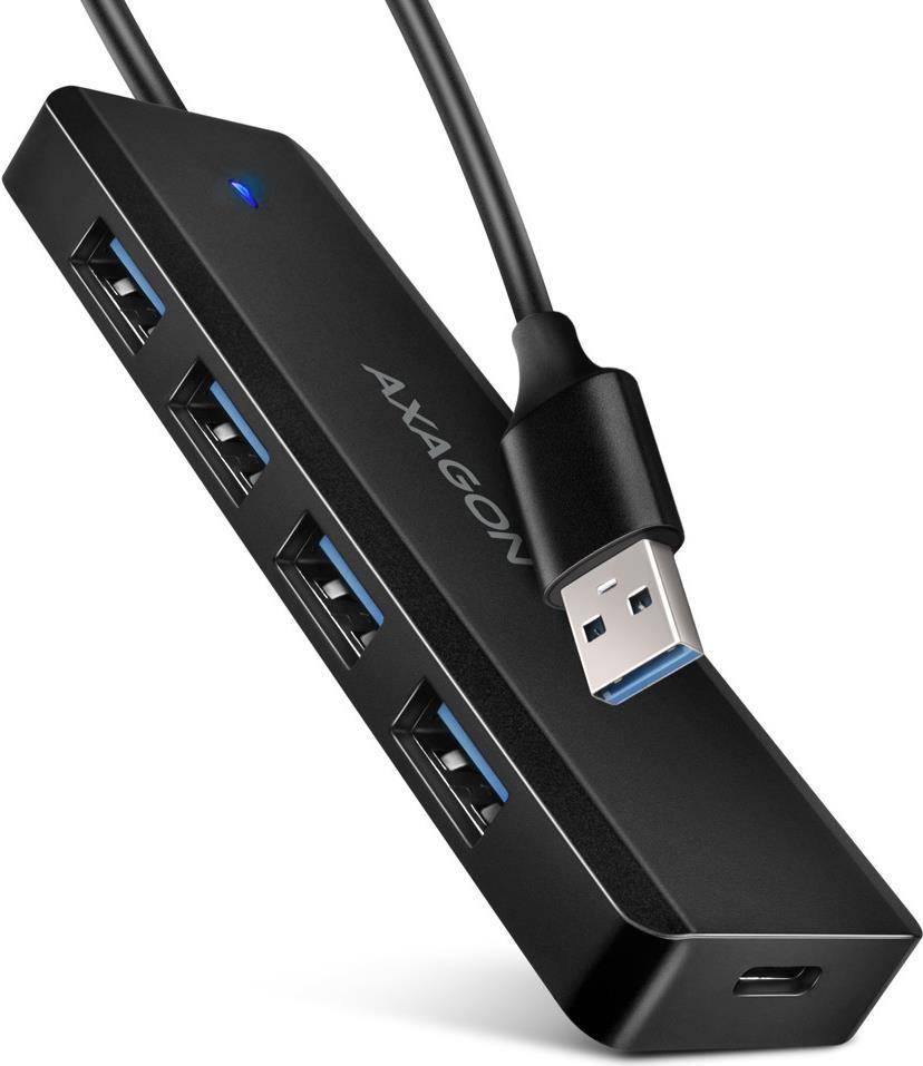 AXAGON HUE-C1A 4x USB 5Gbps TRAVEL hub USB-C power IN 19cm USB-A cable - 0,19 m