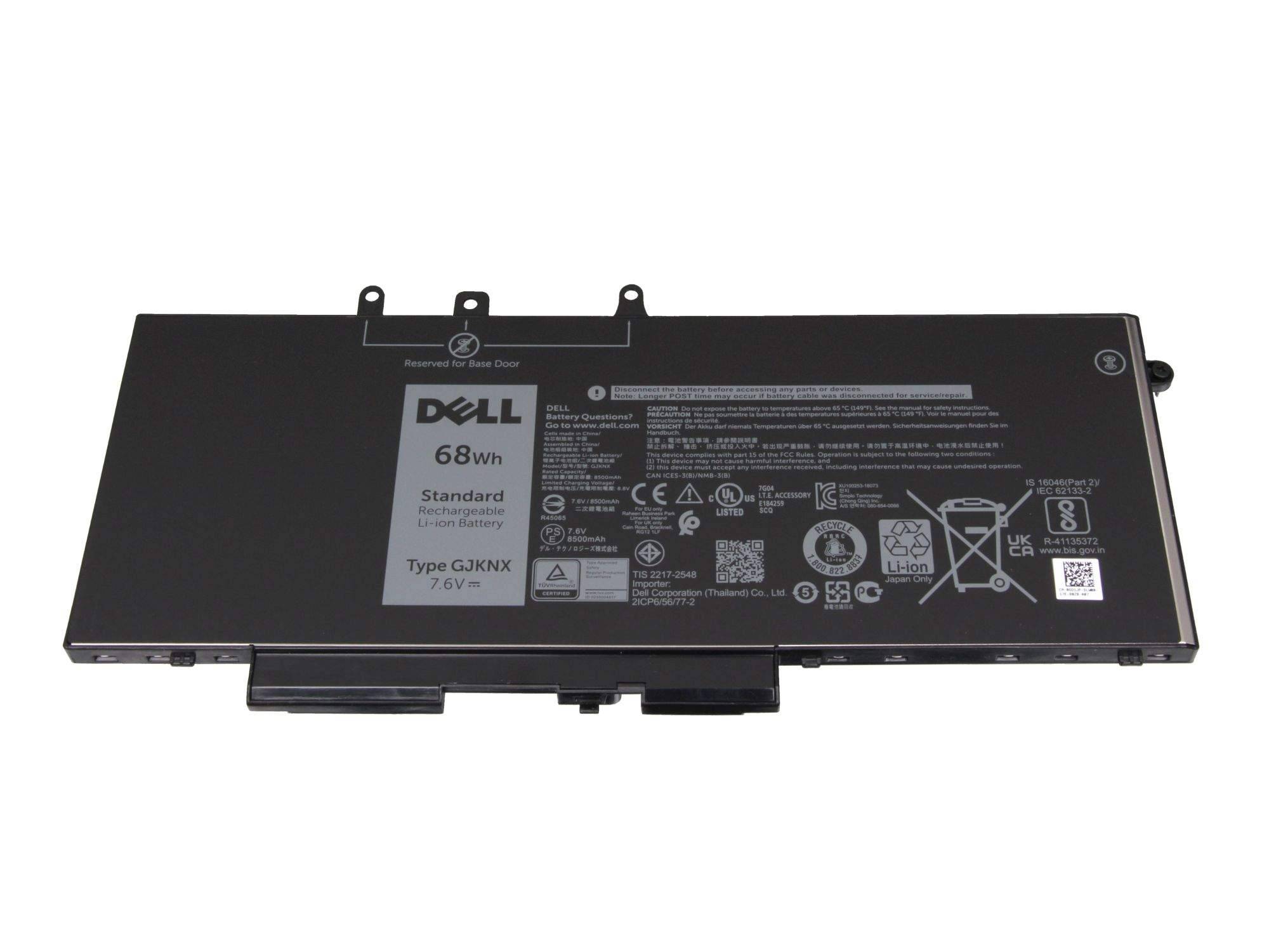 Dell Battery 68WHR 4 Cell 0DV9NT - Batterie - 8.550 mAh - 7,6 V