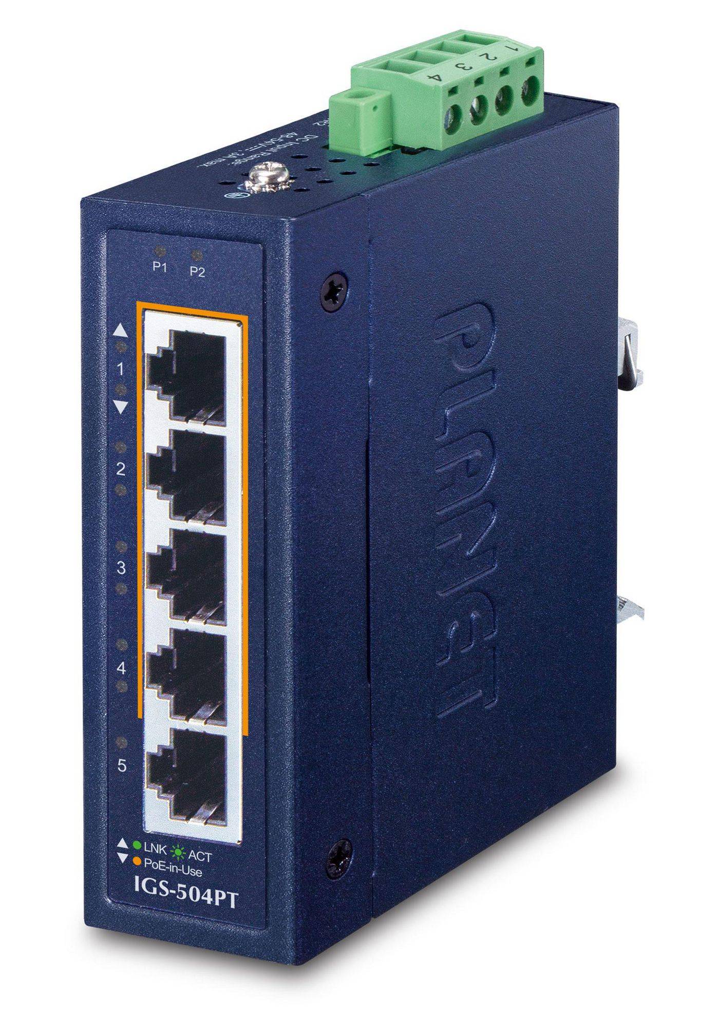 Planet IP30 Compact size 4-Port 10/100/1000T 802.3at PoE+ - Switch - Kupferdraht