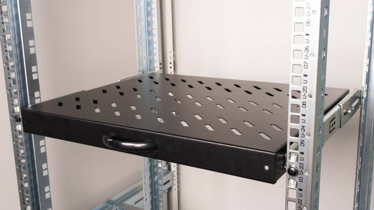 19" Fachboden aus. für Serverschränke 60cm 1U schwarz
