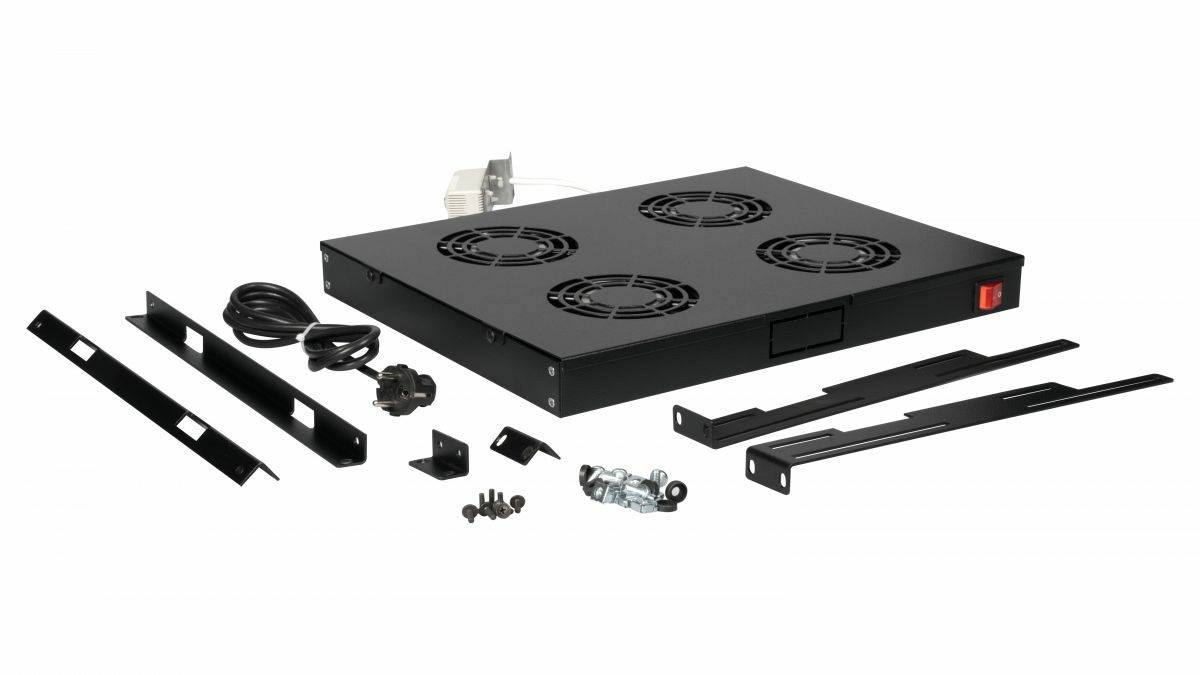 EQUIP - Lüftermodul 19"" für Serverschränke 4xLüfter RAL9005 - Zubehör Stromversorgung - 0,12 m