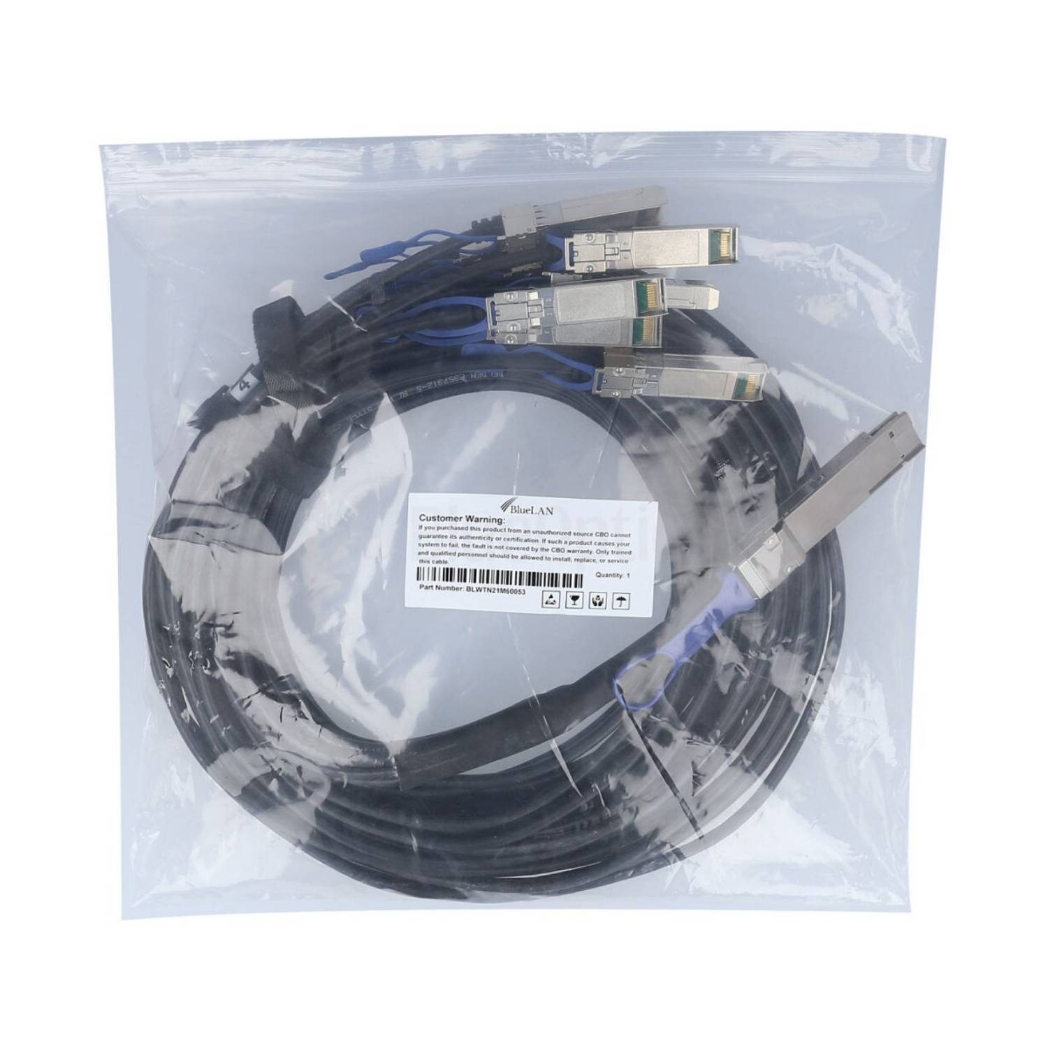 BlueOptics Networks CAB-D-8S-400G-2M kompatibles BlueLAN Breakout DAC QSFP-DD/8xSFP56 BL290601X2M26