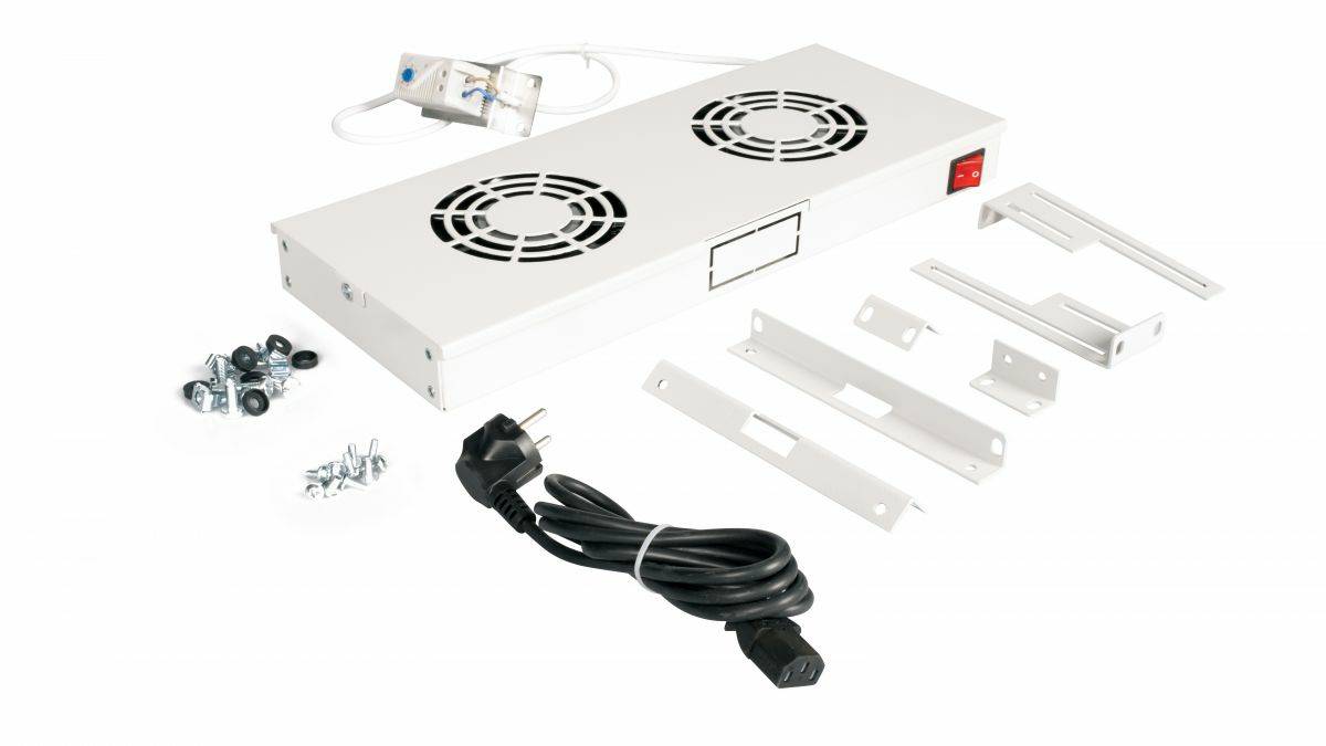 Equip Lüfter 19', 1HE, 2 Lüfter, RAL7035 Grau Multimedia-Technik 19 Zubehör