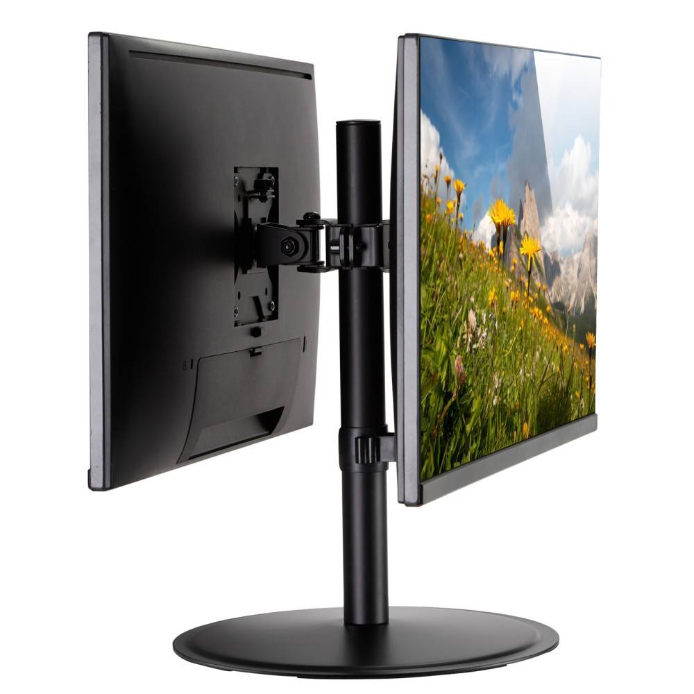 TECHly - Aufstellung (Stange, 2 Klammern, Basis) - für 2 LCD-Displays / Curved LCD-Displays - Monitorarm - Kunststoff, A