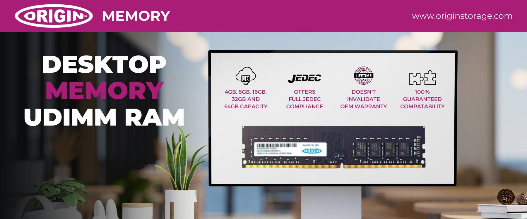 Origin Storage 32GB DDR5 4800MHz UDIMM 2Rx8 Non-ECC 1.1V, 32 GB, 1 x 32 GB, DDR5, 4800 MHz, 288-pin DIMM