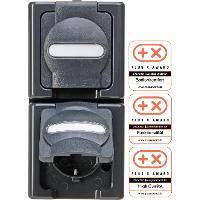 Heinrich Kopp Steckdose 2f anth glz BlueElectric AP horiz Klappd IP44 Komplettge