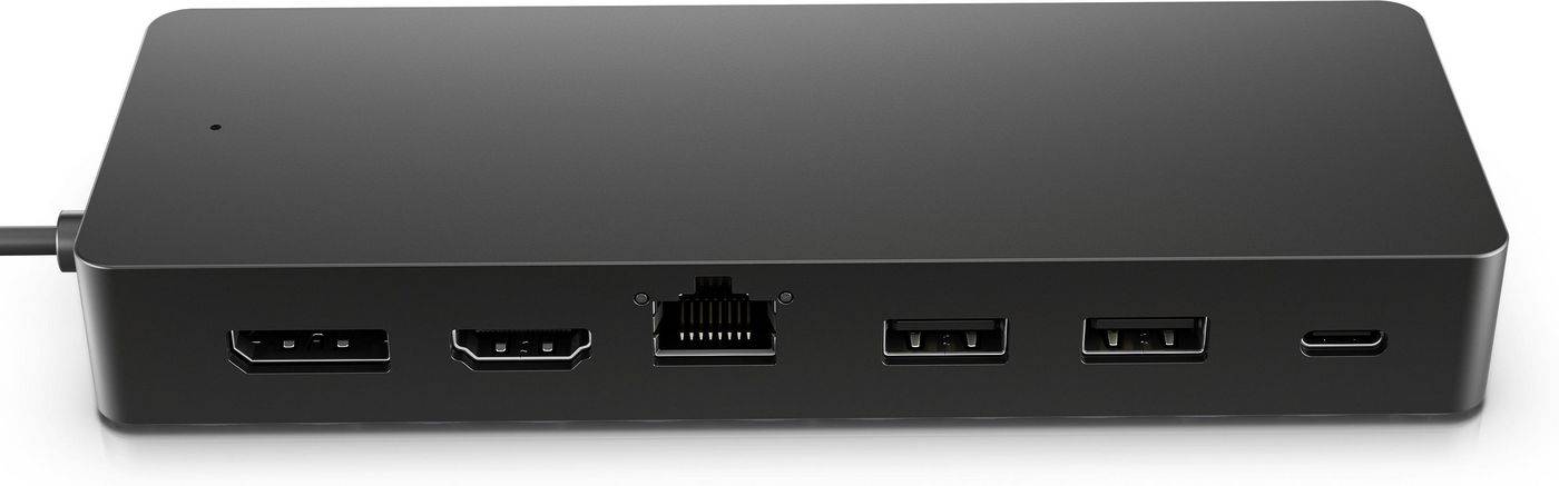 HP Universeller USB-C-Multiport-Hub, USB 3.2 Gen 1 (3.1 Gen 1) Type-C, Schwarz, Black, DisplayPort, HDMI, RJ-45, USB 3.2