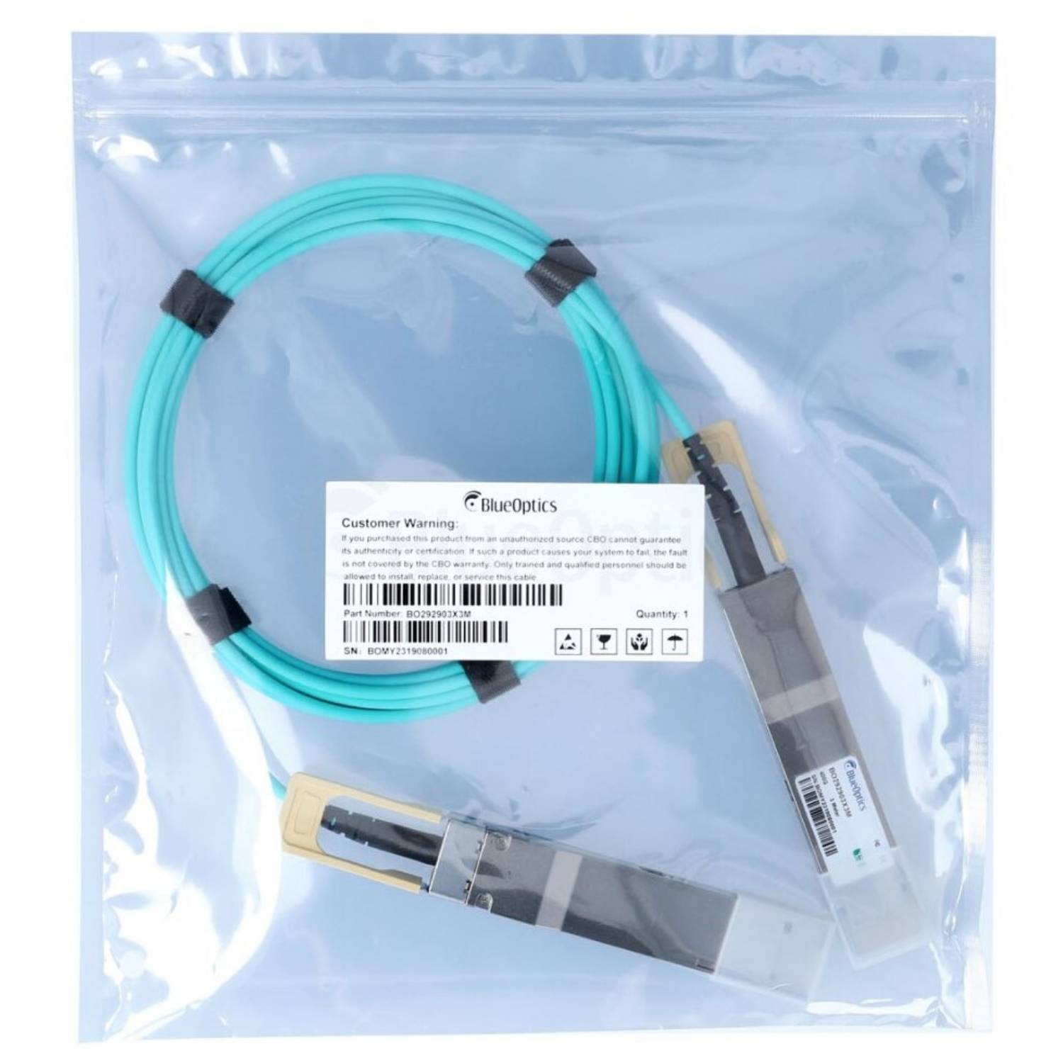 BLUEOPTICS - QDD-400G-AOC-3M kompatibles BlueOptics AOC QSFP-DD BO292903X3M