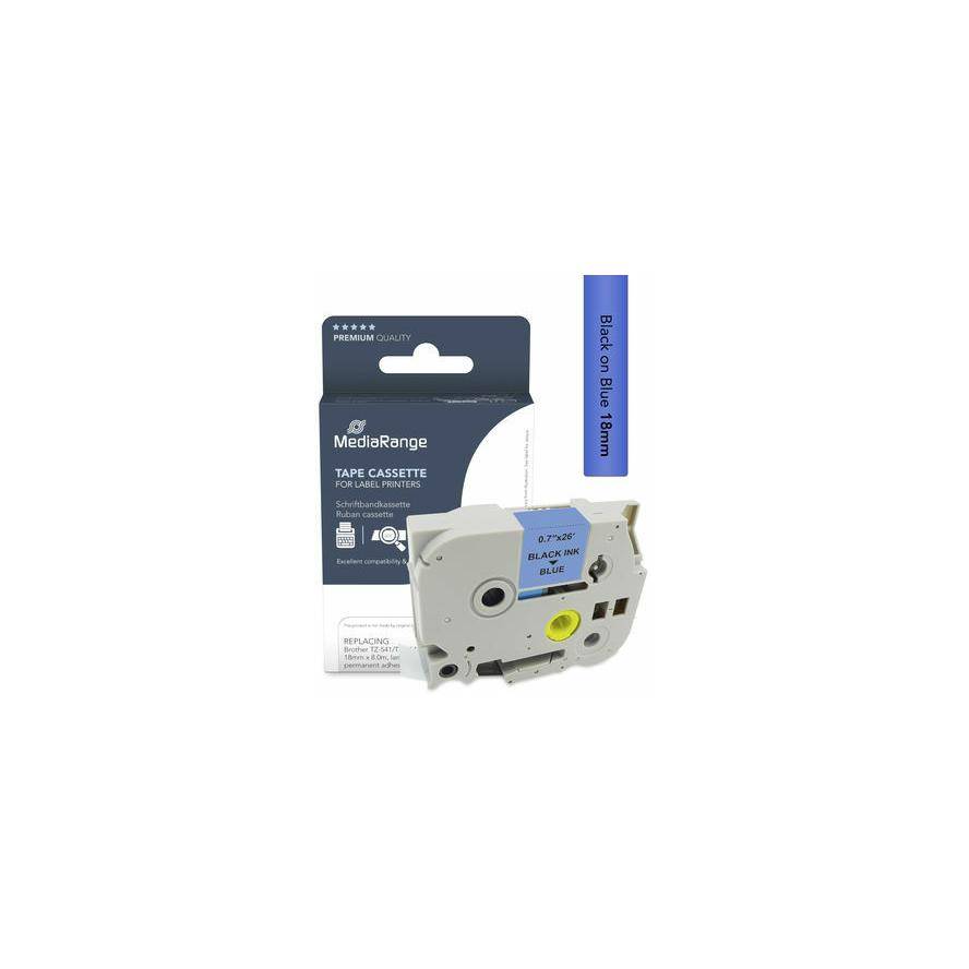 MEDIARANGE Schriftbandkassette schwarz auf blau 8m x 18mm - laminiert