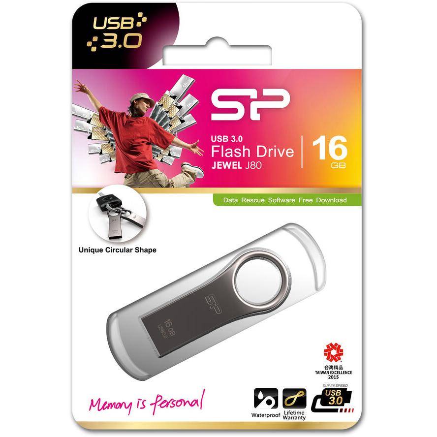 Silicon Power Jewel J80 USB-Stick 16 GB Titanium SP016GBUF3J80V1T USB-A (USB 3.2 Gen 1)