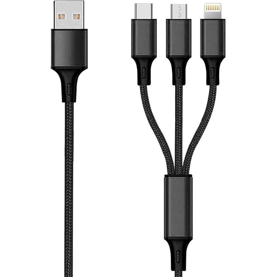 2GO 797153 - 1,5 m - USB B - USB C/Micro-USB B/Lightning - Schwarz